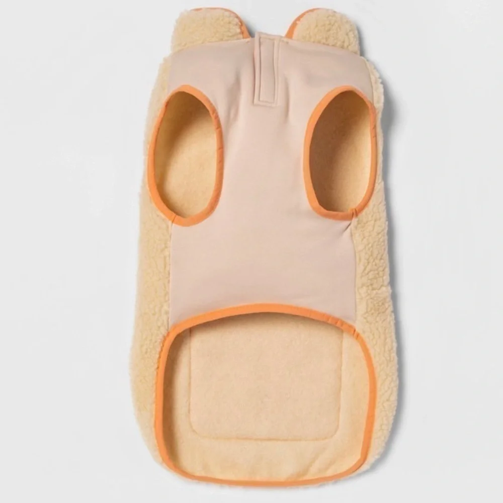 Boots Barkley Beige Orange Fuzzy XS Sherpa Pullover Vest Pocket XSmall to 10 lbs